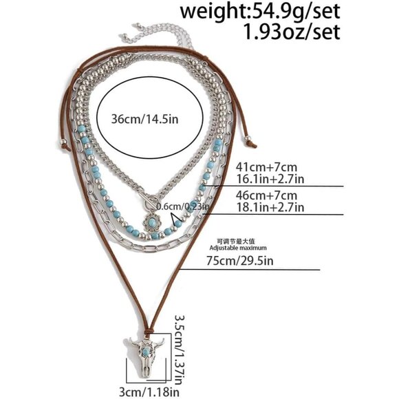 Women's Vintage Western Turquoise Beaded Western Cactus Cross Chain Necklaces - Picture 5 of 6